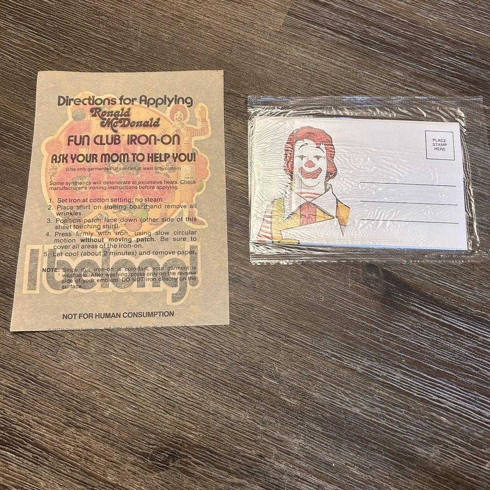 Letterland Stationary McDonaldland Ronald McDonald Iron On Fun Club 1970s Lot‎